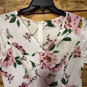 SHEIN Pink Floral Lace Blouse